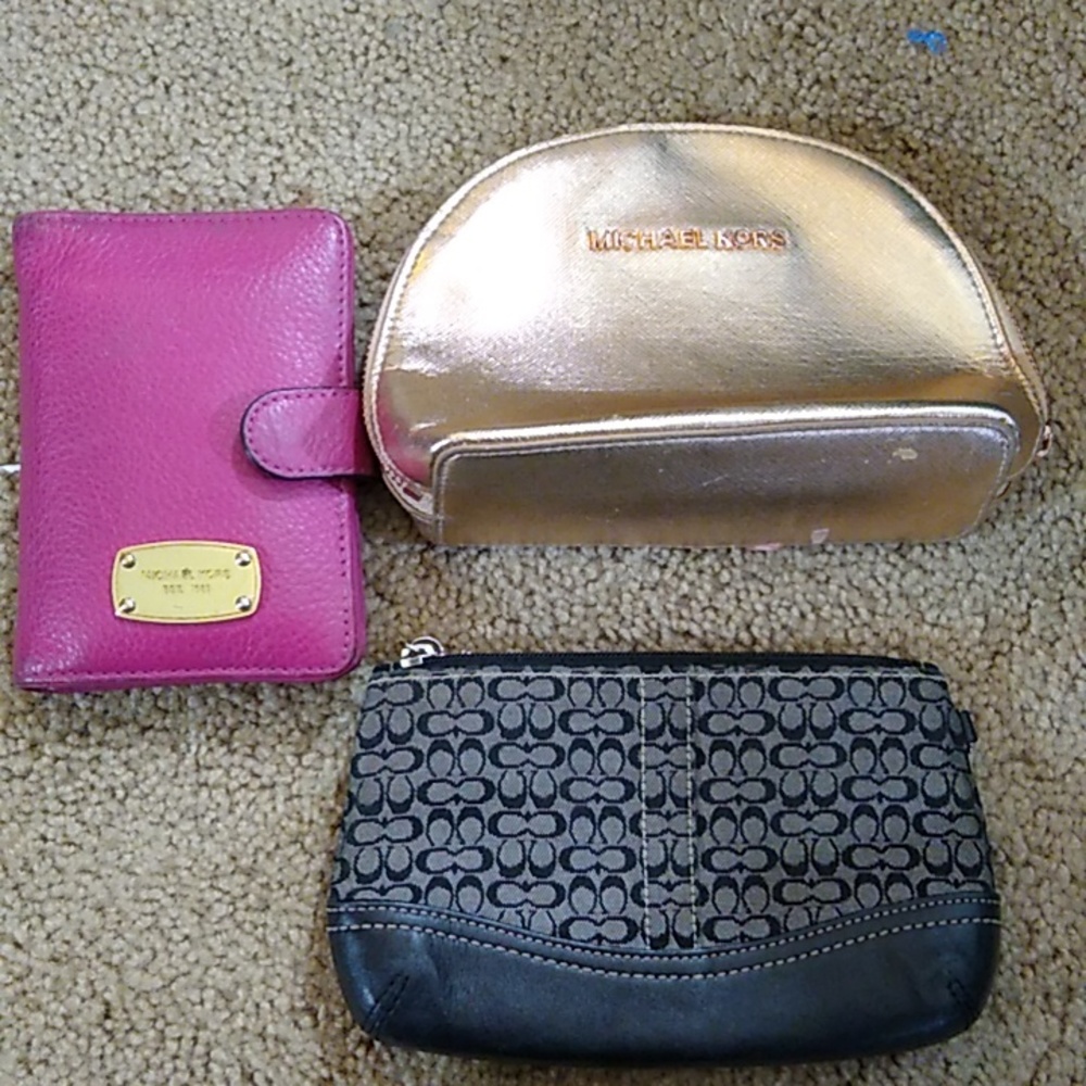 Michael kors wallet.. coach makeup bag and coach change purse